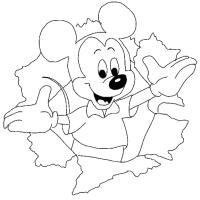 A coloring page of mickey mouse